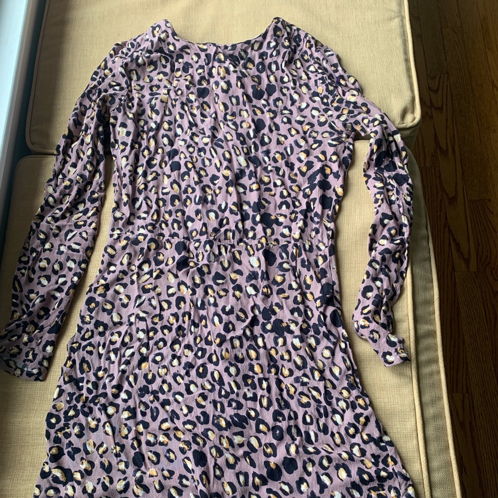 H&M dress light purple with black/tan/white slot design. Size 4